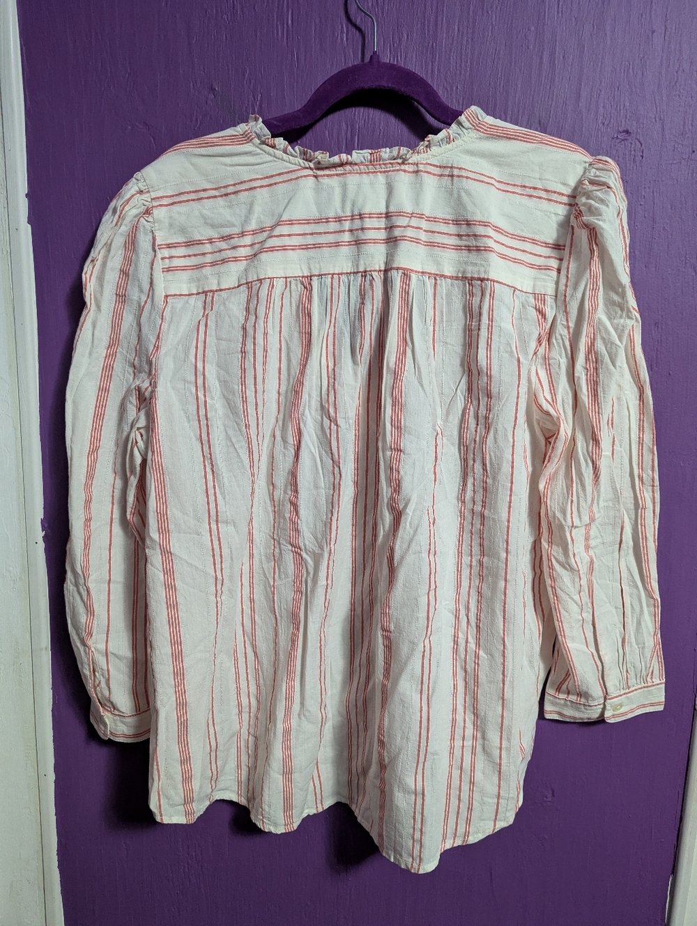💜 NWT Loft White Pink Striped Knit Blouse XL 16 - Picture 3 of 3